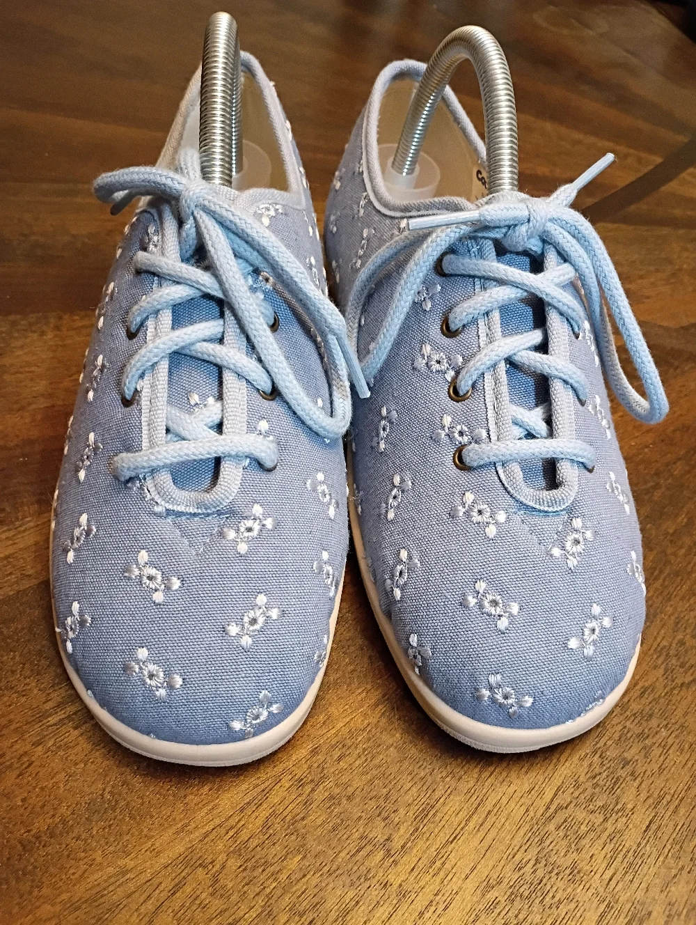 Cosyfeet Women’s Wide Fit Comfort Shoes Blue Floral Embroidered Lace Up Size 5